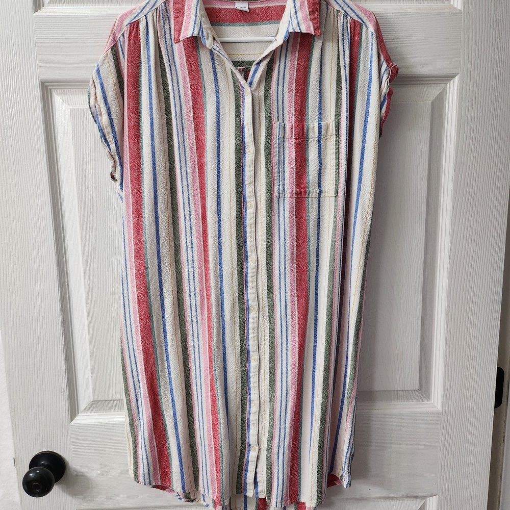 Striped Button-Up  Shirt Dress